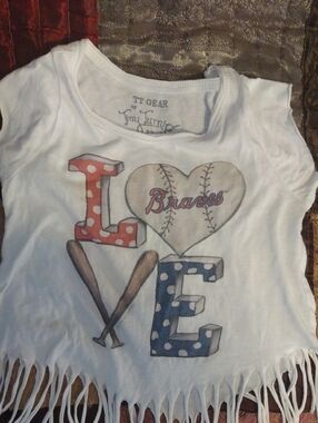 Tiny Turnip TT Gear White 'Love Braves' Short Sleeve Fringe Tee
